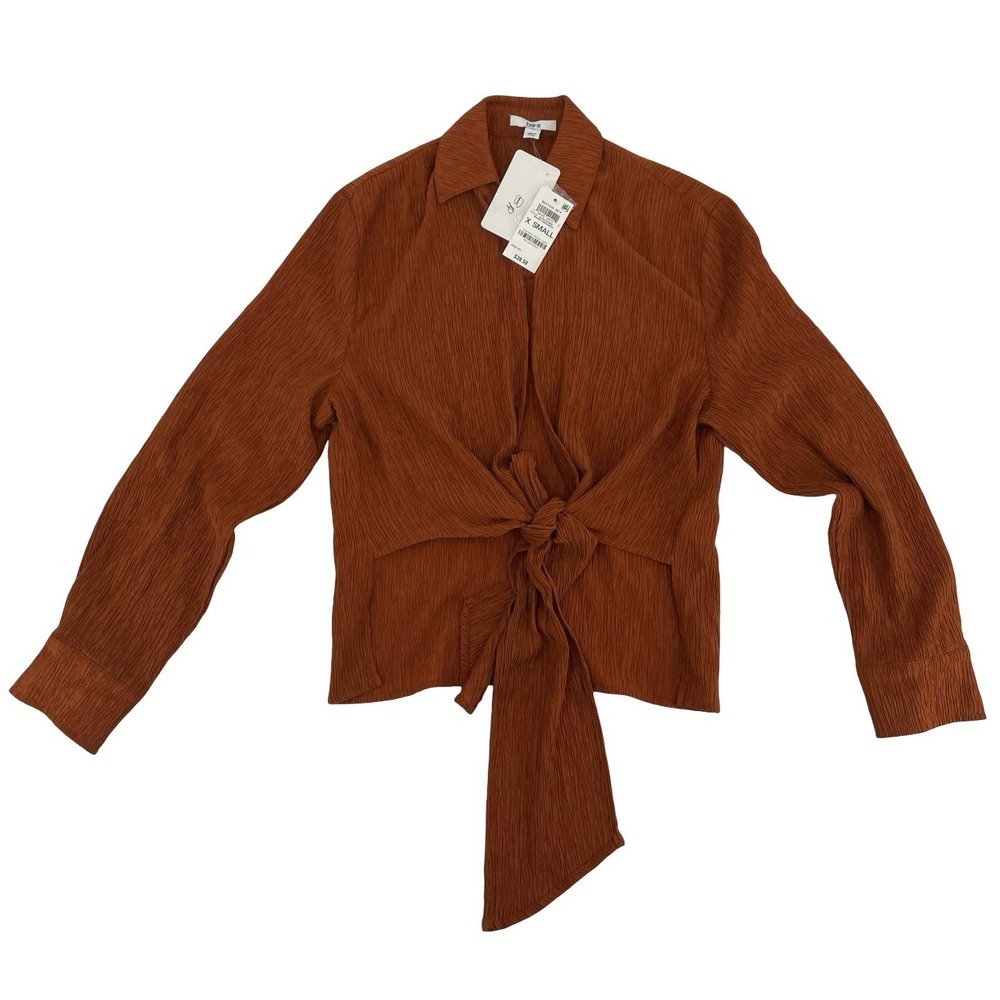 Bar III Women's Top Tie-Front Warm Cinnamon Lyocell Blend Extra Small
